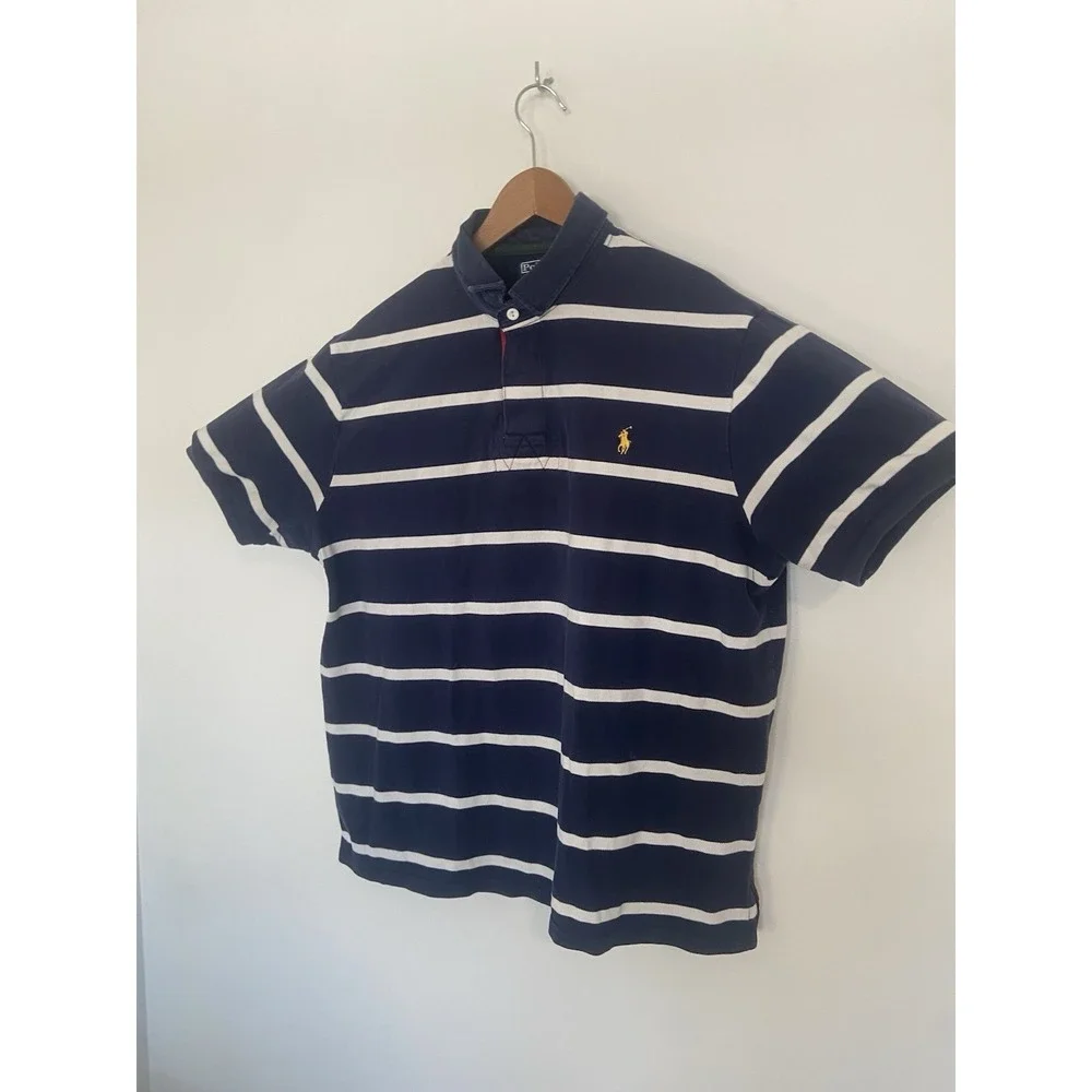 Vintage Ralph Lauren Polo Denim Collar 3-Button‎ Breathable Golf Shirt -Size 2XL